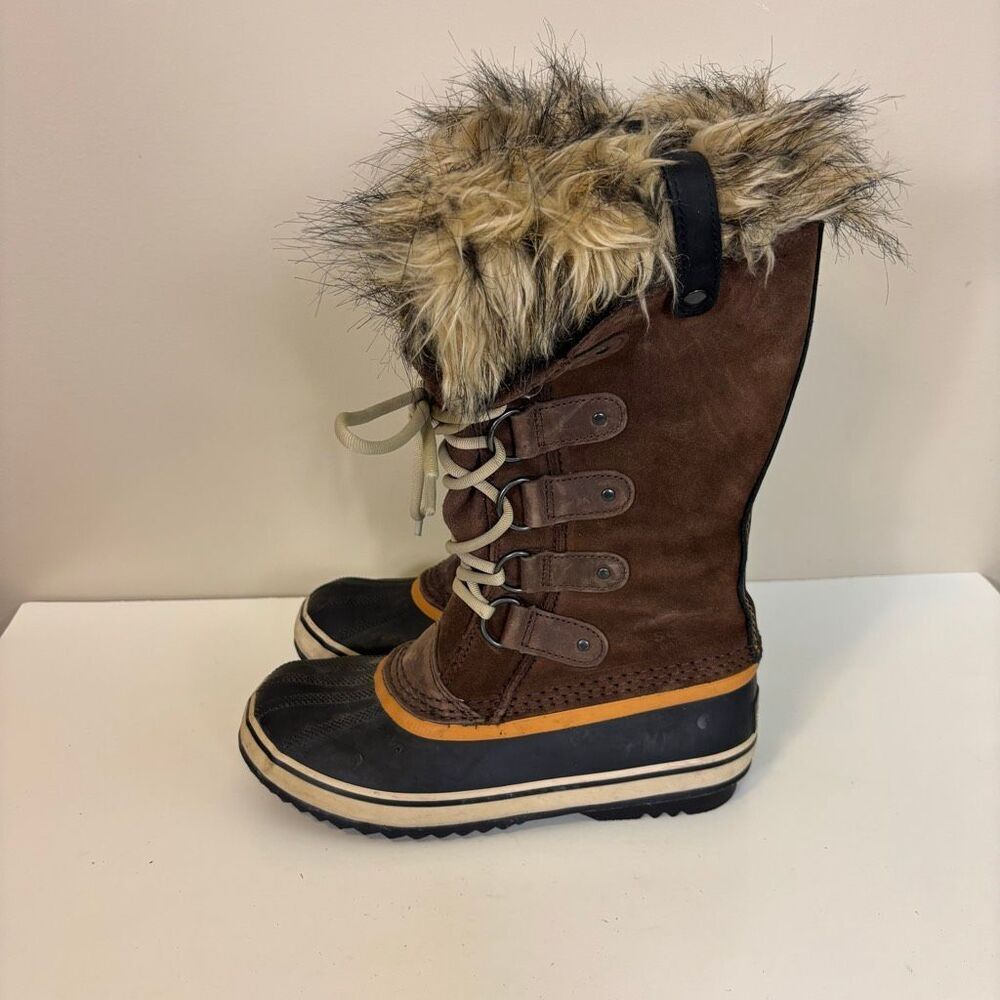Sorel Brown Leather Suede Lace Up Tall Winter Waterproof Boots Size 7